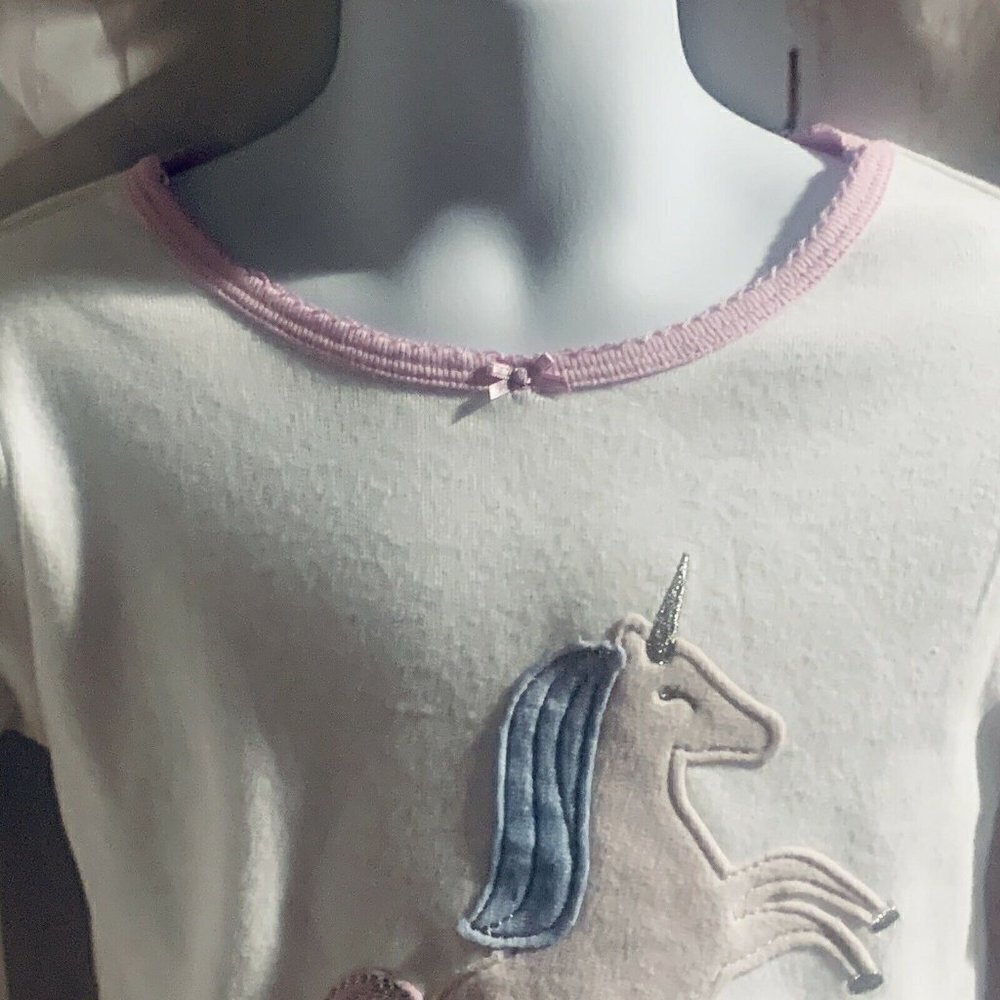 Carter's Girls Unicorn Fleece Pajama Top Size 4 White Long Sleeve
